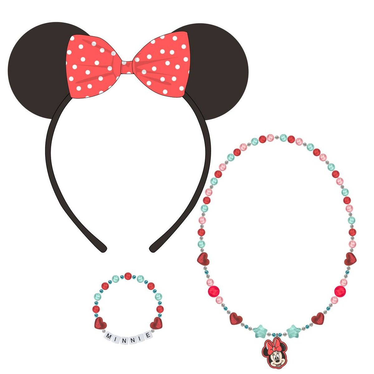 Kit de Joyería Minnie Mouse Rosa 3 Piezas